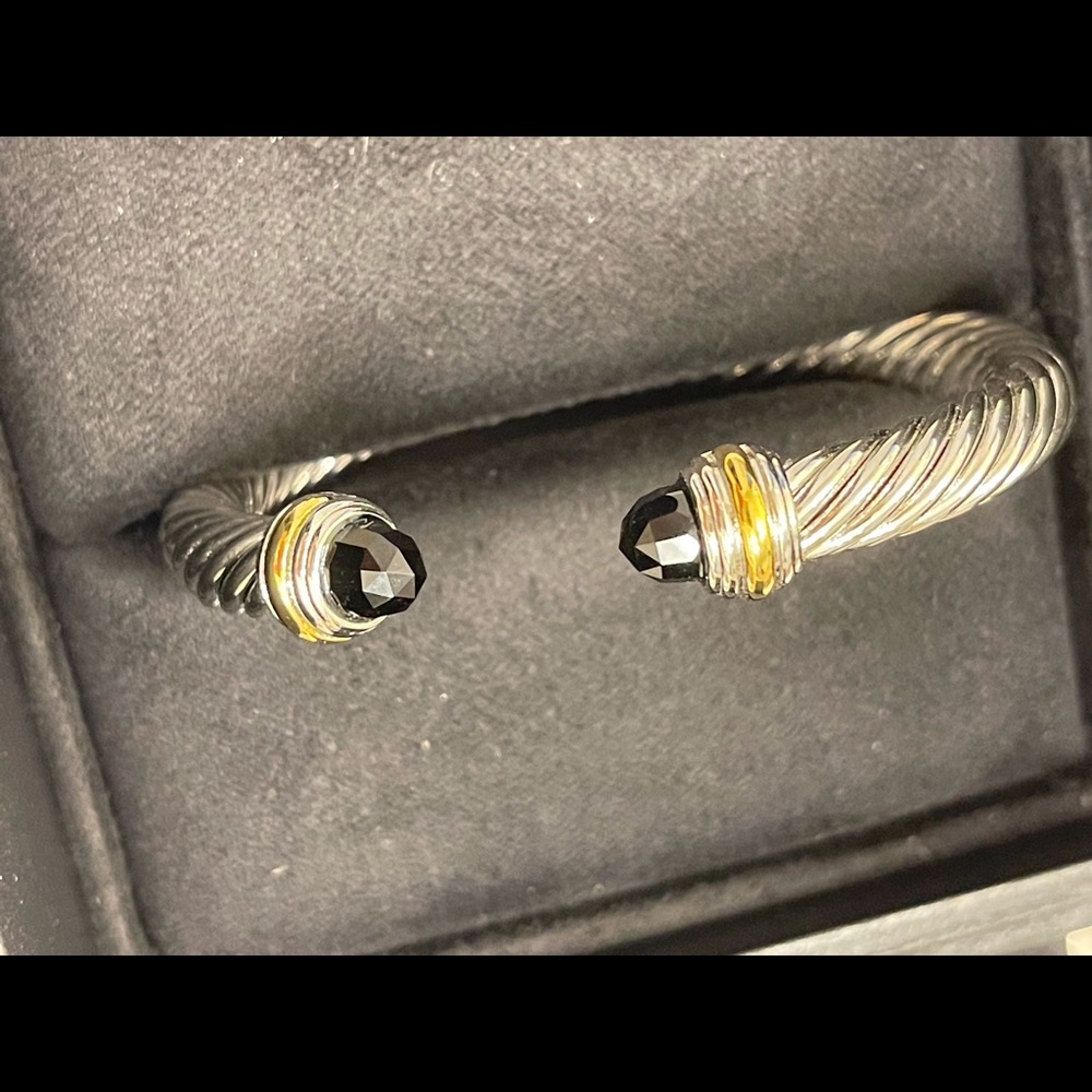 DAVID YURMAN 7mm BLACK ONYX SS  BRACELET
